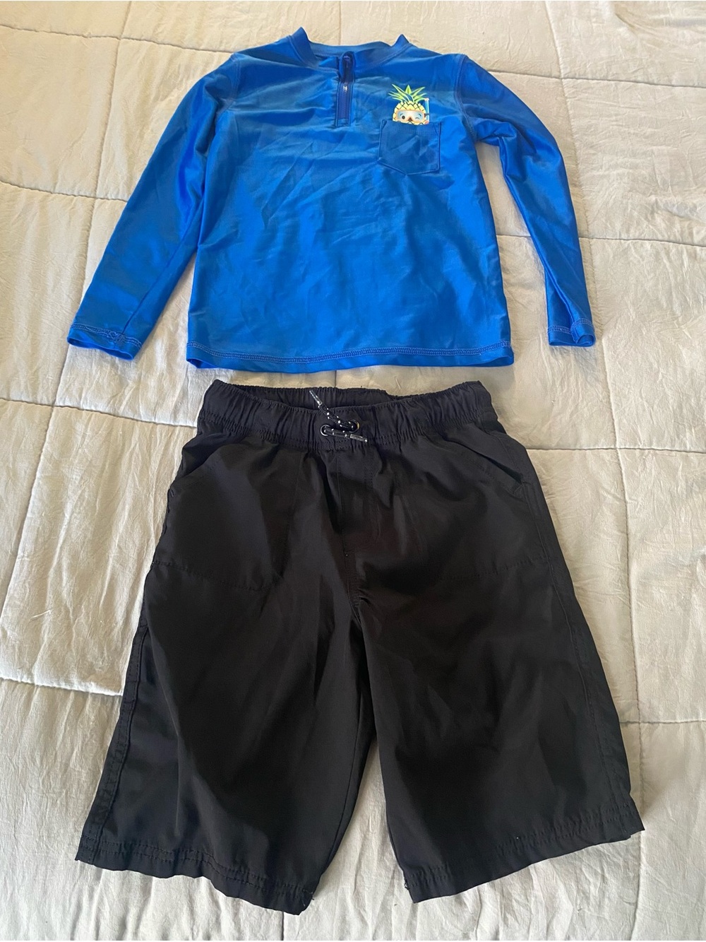 wonder nation Blue Rash Guard Top with Black Swim/Board Shorts